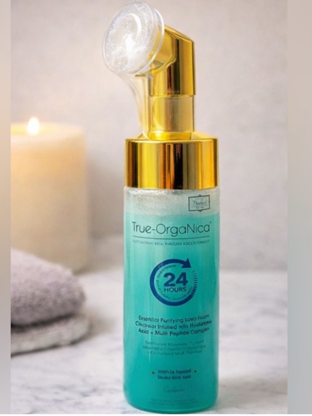 True-OrgaNica essential purifying lava foam cleanser with brush